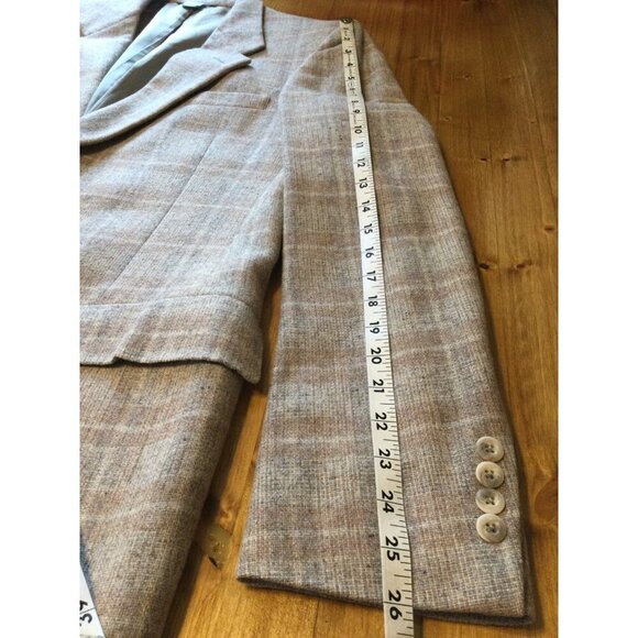 Vintage Christian Dior Monsieur Mens Wool Plaid Blazer Jacket Tan Beige 41 - Picture 10 of 11